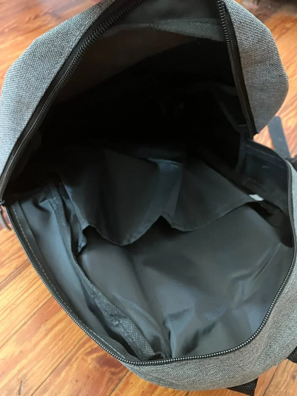 NEW 4imprint Gray Heather Backpack Laptop School Travel Book Bag Black Accent